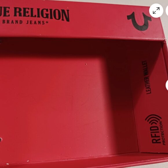 True Religion Mens Wallet Bifold Black Horseshoe Gold Logo Genuine Leather RFID - Picture 12 of 13